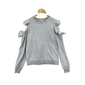 Rebecca Minkoff Cold Shoulder‎ Sweatshirt Gray Ruffle Long Sleeve Women's M